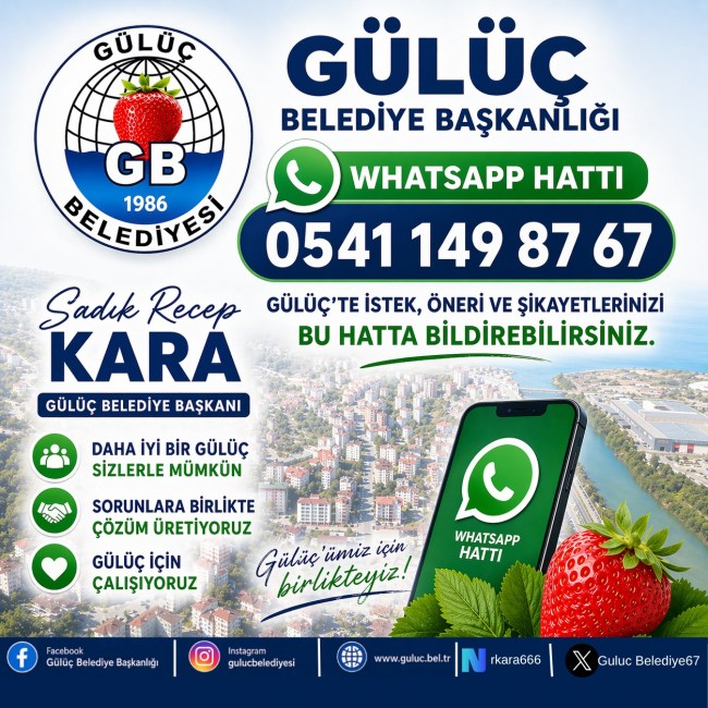 GÜLÜÇ BELEDİYESİ’NDEN WHATSAPP HATTI HİZMETİ
