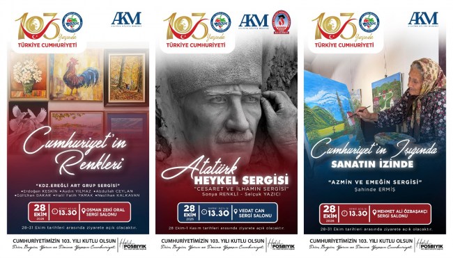 KDZ. EREĞLİ BELEDİYESİ’NDEN CUMHURİYET BAYRAMI’NA ÖZEL ÜÇ SERGİ
